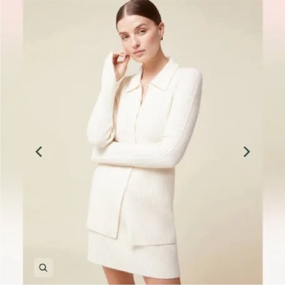 Rachel Parcell Cream Ribbed Set — Sweater and Mini Skirt